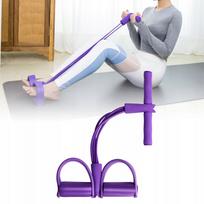 Atsparumo guma su pedalais pilvo, kojų ir juosmens pratimams, violetinė