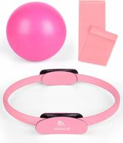 Pilates rinkinys: 35 cm žiedas, 25 cm kamuolys, tamprės