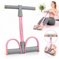 Rožinis treniruočių gumas su kojų pedalu, 4 vnt.