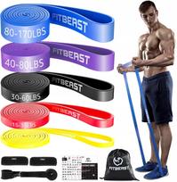 Atsparumo gumų rinkinys FitBeast P/65 (5–170 kg) su tvirtinimu durims