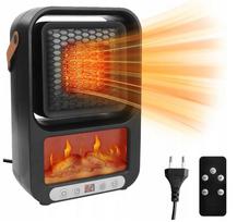 Nešiojamas elektrinis šildytuvas su židinio imitacija, 600 W, nuotolinis valdymas, 360°