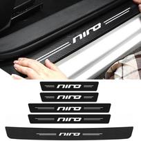 For KIA NIRO Emblem Carbon Fiber Car Trunk Door Sill Trim Stickers Auto Threshold Strips Anti Scratch Decal Decoration 5pcs
