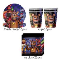 Lokių Gimtadienio Šventės Dekoracija FNAF Lėkštės Puodeliai Rinkinys Naktinis Lokys Kūdikio Maudynių Dovana Puodelio Viršus Dovanų Maišelis Staltiesė black