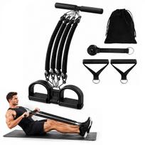Atsparumo gumų rinkinys su pedalais ir rankenomis, juoda, 11–45 kg, fitnesui