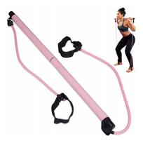Pilates treniruočių lazda su gumomis, sulankstoma, rožinė