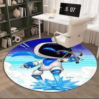 Space Adventure Astro Bot Round Rug for Livingroom,Bedroom, Palyroom, Chair Rug, Area rug, Circle Carpet, Large Size Fan Christmas gift 80cmx80cm blue