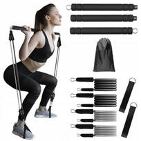 Pilates treniruočių lazda su pasipriešinimo guma, sulankstoma