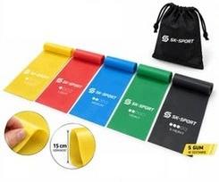 Elastinės treniruočių juostos SkSport FLEXBand rinkinys 1–18 kg + dovana