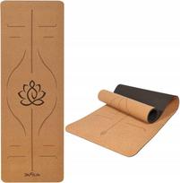 Jogos kilimėlis DH FitLife, kamštinis ir TPE, 183x61x0,6 cm, neslystantis, su lygiavimo linijomis