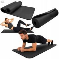 Sportinis kilimėlis joga, 8 mm, neslystantis, juodas, NBR