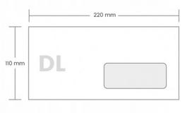 Siuntų vokai su langu dešinėje, DL dydis, 1000 vnt.