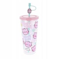 Gertuvė su šiaudeliu ir dangteliu PEMBE, 700 ml, rožinė, SWEET CAT