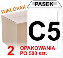 C5 vokai, savaime lipnūs su juostele, be langelio, balti, 500 vnt. x2