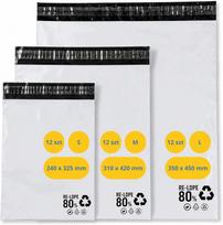 Kurjerinių vokų rinkinys, 36 vnt., S/M/L, savaime lipnūs, balti, LDPE