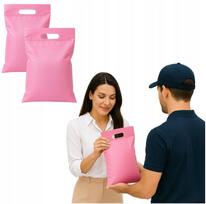Kurjeriniai vokai su rankena, 280x450+50 mm, 0,055 mm, rožiniai, 25 vnt.