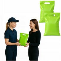 Kurjeriniai vokai su rankena, žalios spalvos, 480x730+50 mm, 0,055 mm, 25 vnt.