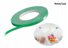 Lipni juosta PVC maišelių uždarymui, 9 mm x 66 m, žalia, 1 vnt.