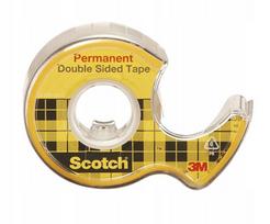 Dvipusė permatoma lipni juosta Scotch, 12 mm x 6,3 m, su laikikliu