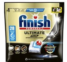 Indaplovių kapsulės FINISH Ultimate Plus su kepimo soda, 28 vnt.