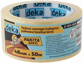 Lipni pakavimo juosta DEKA, 48 mm x 50 m, permatoma
