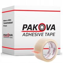 Permatoma lipni pakavimo juosta PAKOVA, 48 mm x 66 m, 36 vnt.