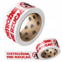 Lipni pakavimo juosta „Carefully Do Not Throw“, balta, 48 mm, 91 m