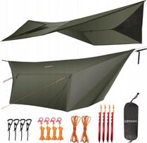 Ultralengvas neperšlampamas ir vėjui atsparus hamako tentas su durimis, 366×295 cm