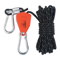 Reguliuojama skriemulinė pakaba su blokavimo virve, 4 mm, 4 m, juoda