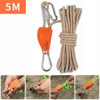 Tento virvės skriemulys su atšvaitu, 6 mm, 5 m, chaki spalvos