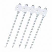 Šviečiantys palapinės kuoliukai, plieniniai, plastikinė galvutė, 5 vnt.