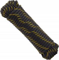 Pintinė nailoninė virvė, 3,5 cm x 2,5 m, geltona-juoda, su mazgais