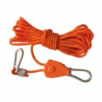 Stovyklavimo virvė su skriemuliu ir tvirtinimo sagtimi, 4 m, oranžinė