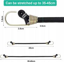 Elastingi bagažinės dirželiai su kabliukais, 24 cm, juodi, 10 vnt.