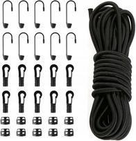 Paracord virvė 20 m, 4 mm, juoda, polipropileno, su kabliukais
