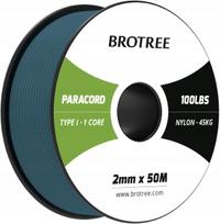 Nailoninė virvė Paracord, 2 mm, 50 m, turkio žalios spalvos, apkrova 45 kg