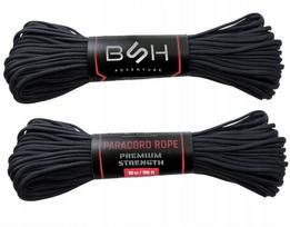 Paracord virvė, 30 m, 250 kg, juoda, 7 gyslos, 550 tipo