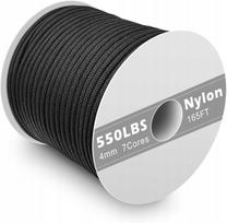 Nailoninis 4 mm parakordas, 50 m, su 7 pynėmis