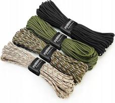 Paracord virvė PUWOWYE, 4 mm, 4 vnt., po 12 m, III tipo, 40 m komplektas