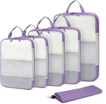 Lagaminui skirtų suspaudžiamų maišelių rinkinys, 6 vnt., pilkai violetinis