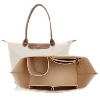 Krepšio organizatorius Longchamp Le Pliage, veltinis, smėlio spalvos, dydis L, 8 kišenės