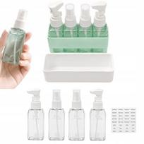 Kelioninių kosmetikos buteliukų rinkinys, 4 x 50 ml, su etikečių organizatoriumi