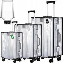 3 skaidrių vandeniui atsparių lagaminų užvalkalų rinkinys su 3 etiketėmis