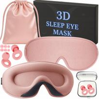 3D reguliuojama miego kaukė su maišeliu ir ausų kaištukais