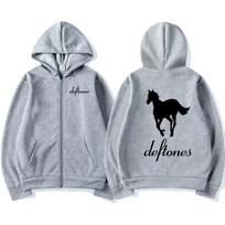 Deftones Baltas Užtraukiamas Džemperis Su Gobtuvu Hip Hop Roko Grupės Užtraukiamas Megztinis Harajuku Dydžio Peraugęs Ilgomis Rankovėmis Gobtuviniai Džemperiai Paltai Užtraukiamas Streetwear XS pilka