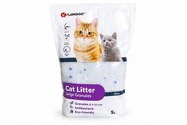 Katinų kraikas Flamingo, silicio, stambios granulės, 5 l
