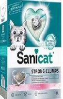 Bentonitinės katės kraikas SANICAT Strong Clumps, baltas, su kūdikių pudros kvapu, 6 l