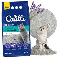 Bentonitinis kačių kraikas CALITTI su levandomis, 10 l, susiformuojantis gabalėliais
