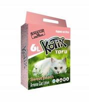 Katės kraikas be dulkių, susiformuojantis, natūralus, TOFU KOTIX, persikų kvapo, 6 l