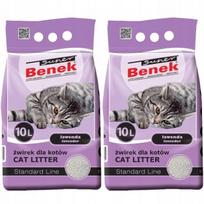 Bentonitinis kačių kraikas SUPER BENEK, levandų kvapo, 2 x 10 l