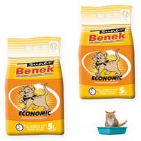 Kačių kraikas SUPERBENEK ECONOMIC, 2 x 5 l, bentonitinis, natūralus